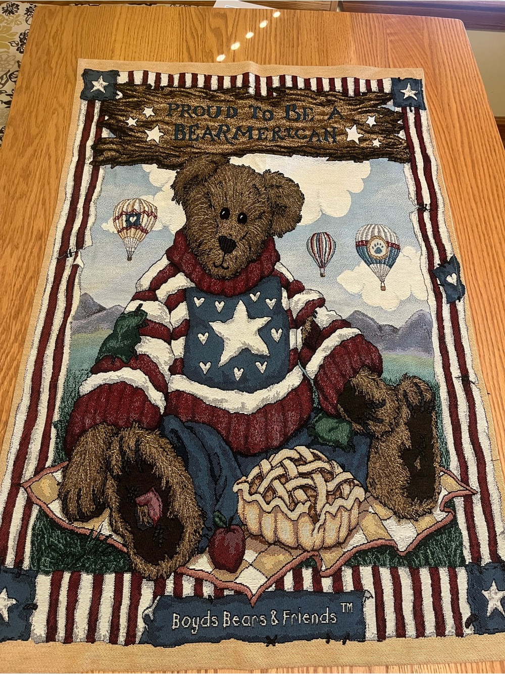 Boyds Bears & Friends Tapestry Wall Hanging “Proud to Be Bearmerican” 36x26